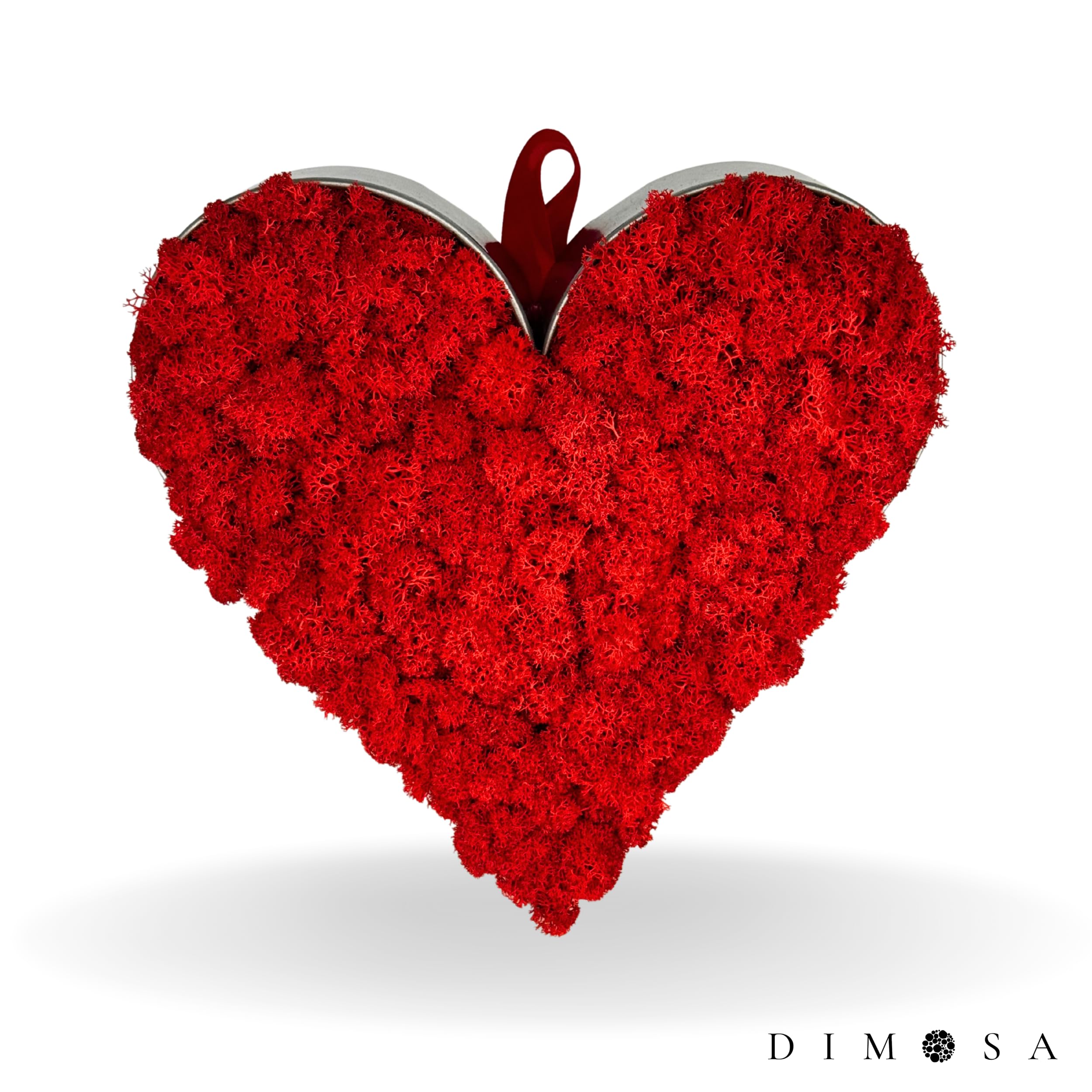 DIMOSA Herz „Red Passion“ aus Stahlblech & echtem Rentiermoos. Perfekt für Valentinstag, Hochzeit, Jahrestag, Muttertag oder als liebevolles Wohnaccessoire