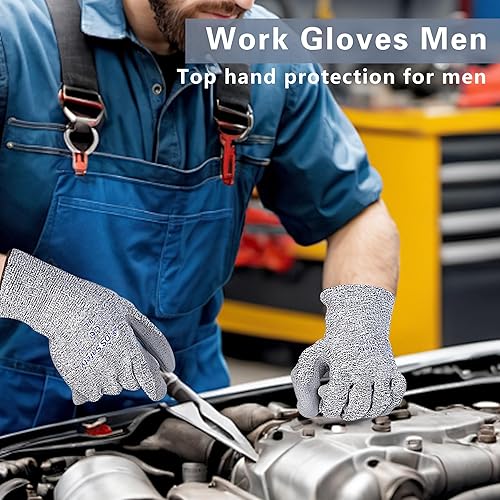 Miniatura 4 de Guantes resistentes a los cortes con extremadamente ligeros y finos guantes de metal de alambre de nivel 5 para trabajo refinado, 12 pares