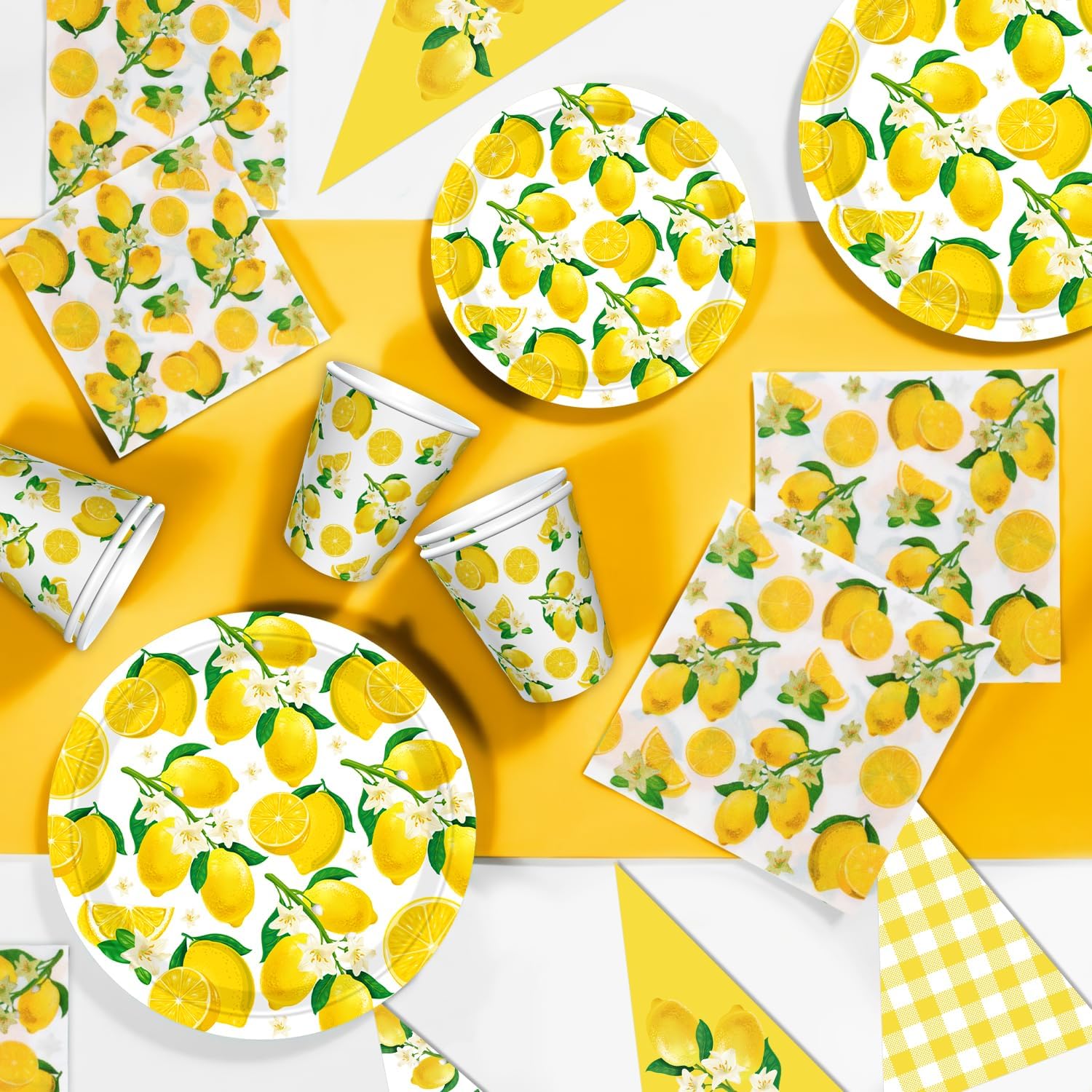 83 Pack Lemon Party Decorations Lemonade Themed Birthday Party Supplies Yellow Lemons Themed Tableware- Plate Napkins Banner for Lemonade Theme Birthday Wedding Shower Supplies Serves 20 - Image 7