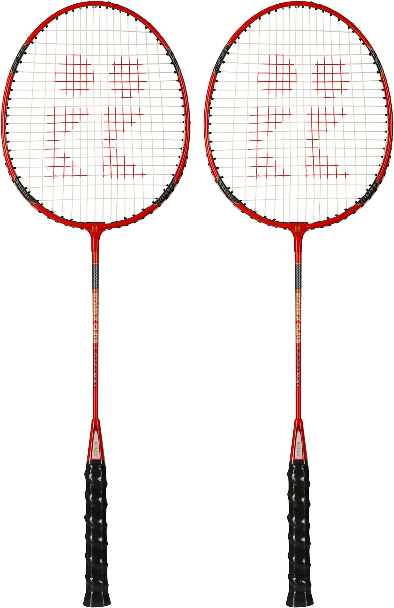 KONEX Aluminum-Alloy Badminton Racquet-(CI-410), 68 cm x 21 cm x 2 cm, Red, Pack of 2