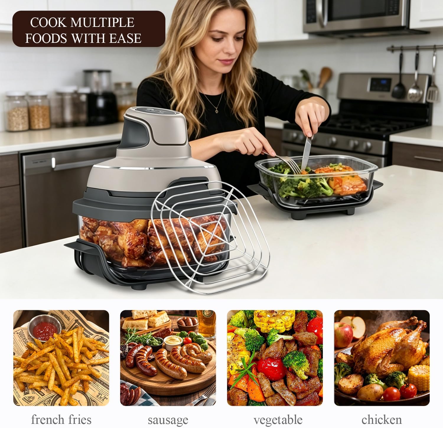 2PCS Air Fryer Crisper Rack, Compatible with Ninja Crispi FN101& Crispi Pro AS101CY, 2.5/4/6 QT & 6-CUP, Food-Grade Stainless Steel Rack Replacement Parts thumbnail