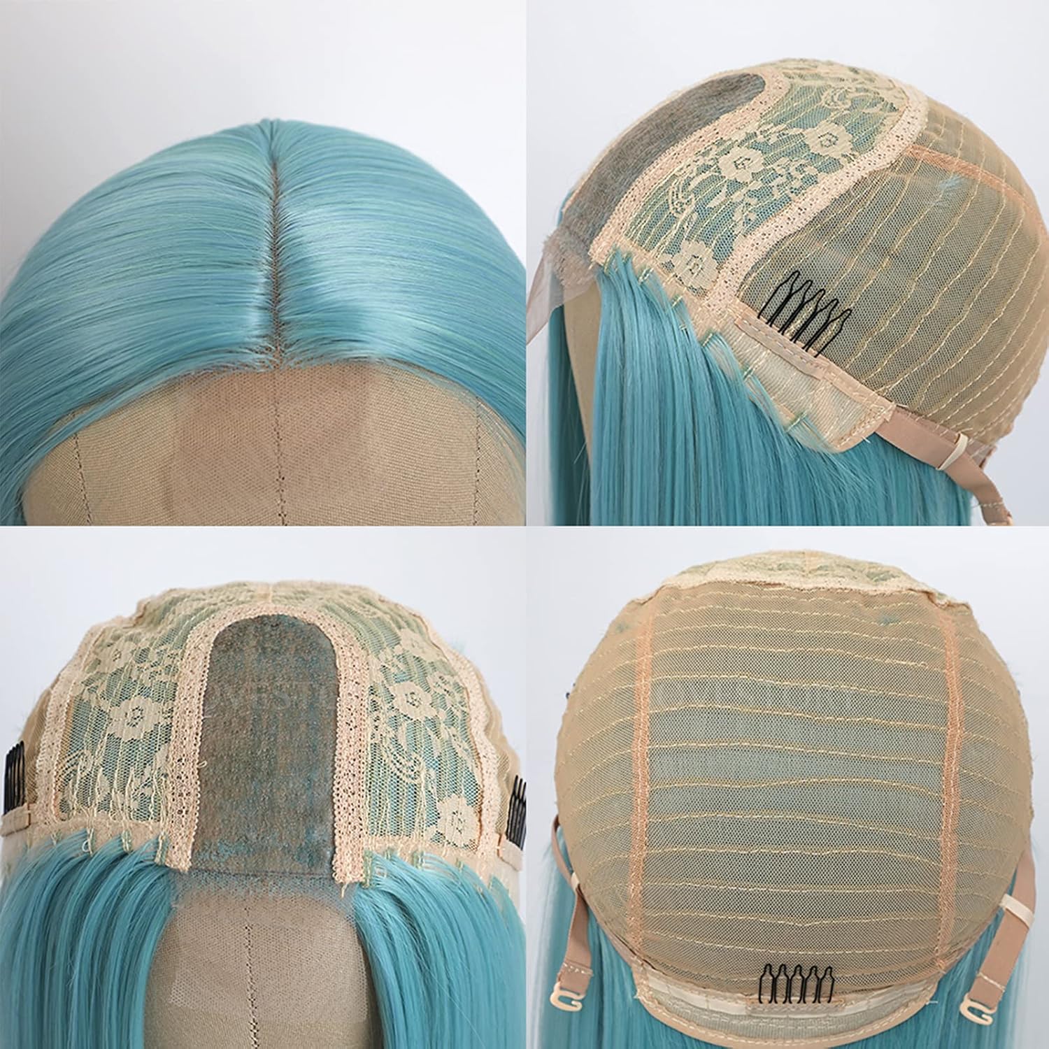 Lovestory Silky Straight Synthetic No Lace Wigs Blue-green Heat Resistant Glueless Synthetic Hair Wig for Fashion Women