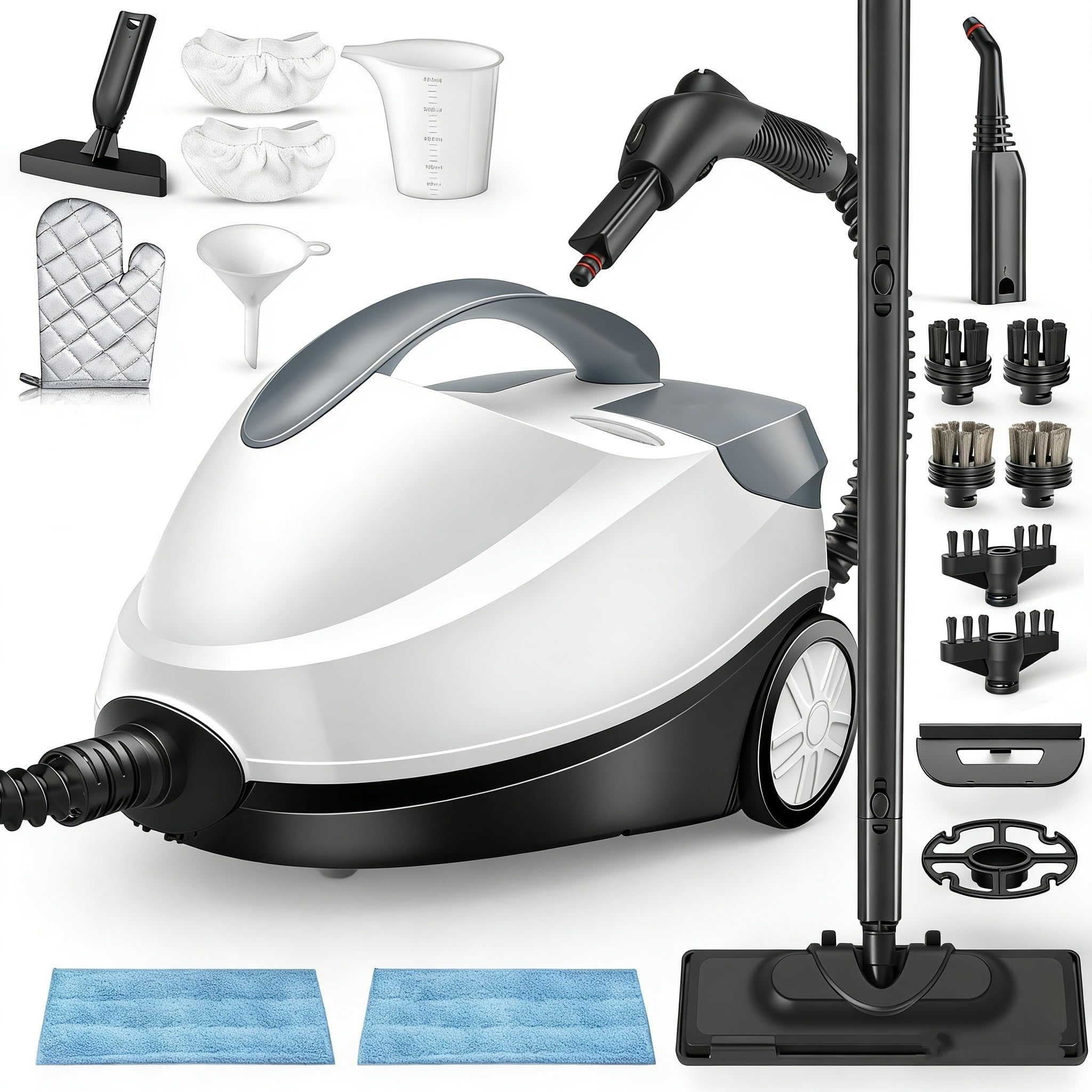 Limpiador a Vapor, Caudal de Vapor Regulable y Bloqueable | Autonomía de 45 Minutos, 1,5L 2000W Steam Cleaner Doméstica, para Limpiar Muebles Tapizados, Baños y Ventanas