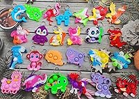 Vista 3 de Paquete de 25 paquetes variados de animales de zoológico de Navidad para estudiantes de aula de arcoíris a granel, regalos de burbujas de arcoíris