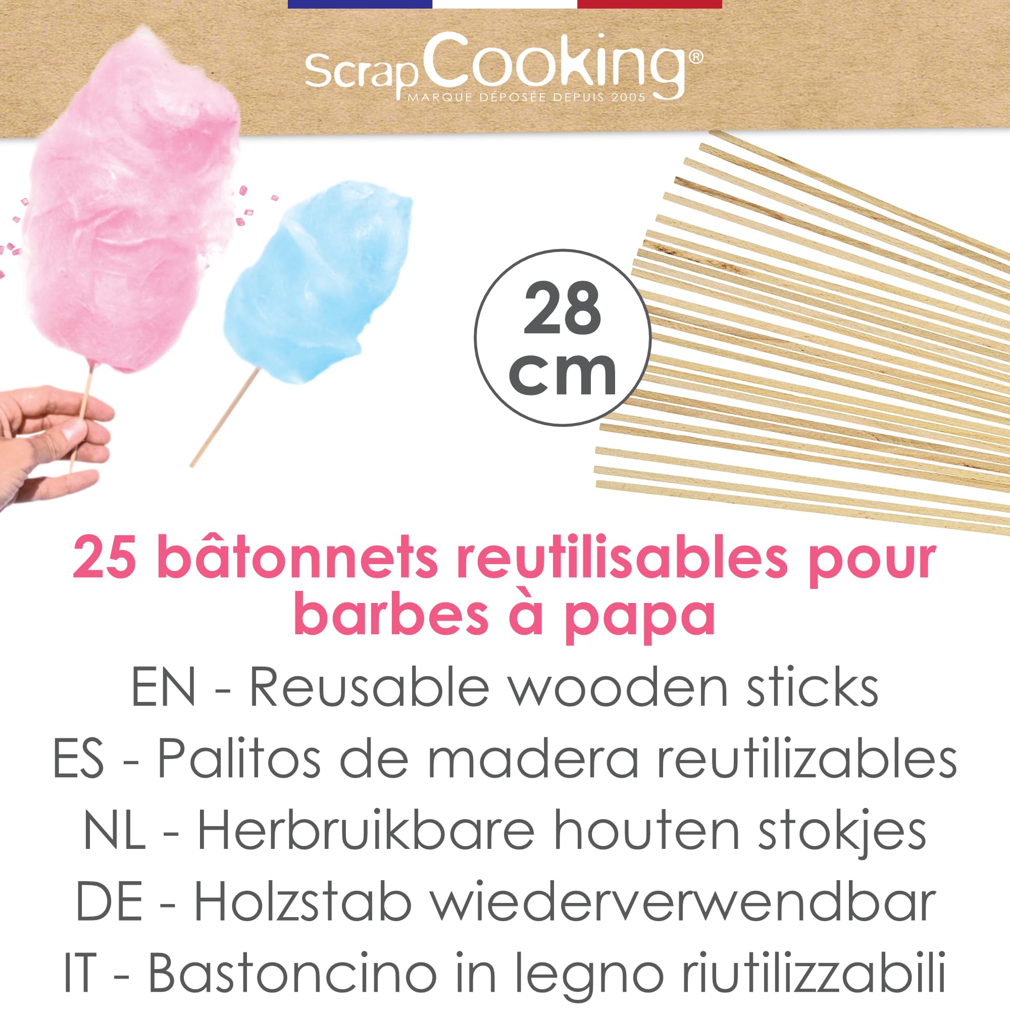 ScrapCooking Youdoit 25 Chopsticks for Cotton Candy