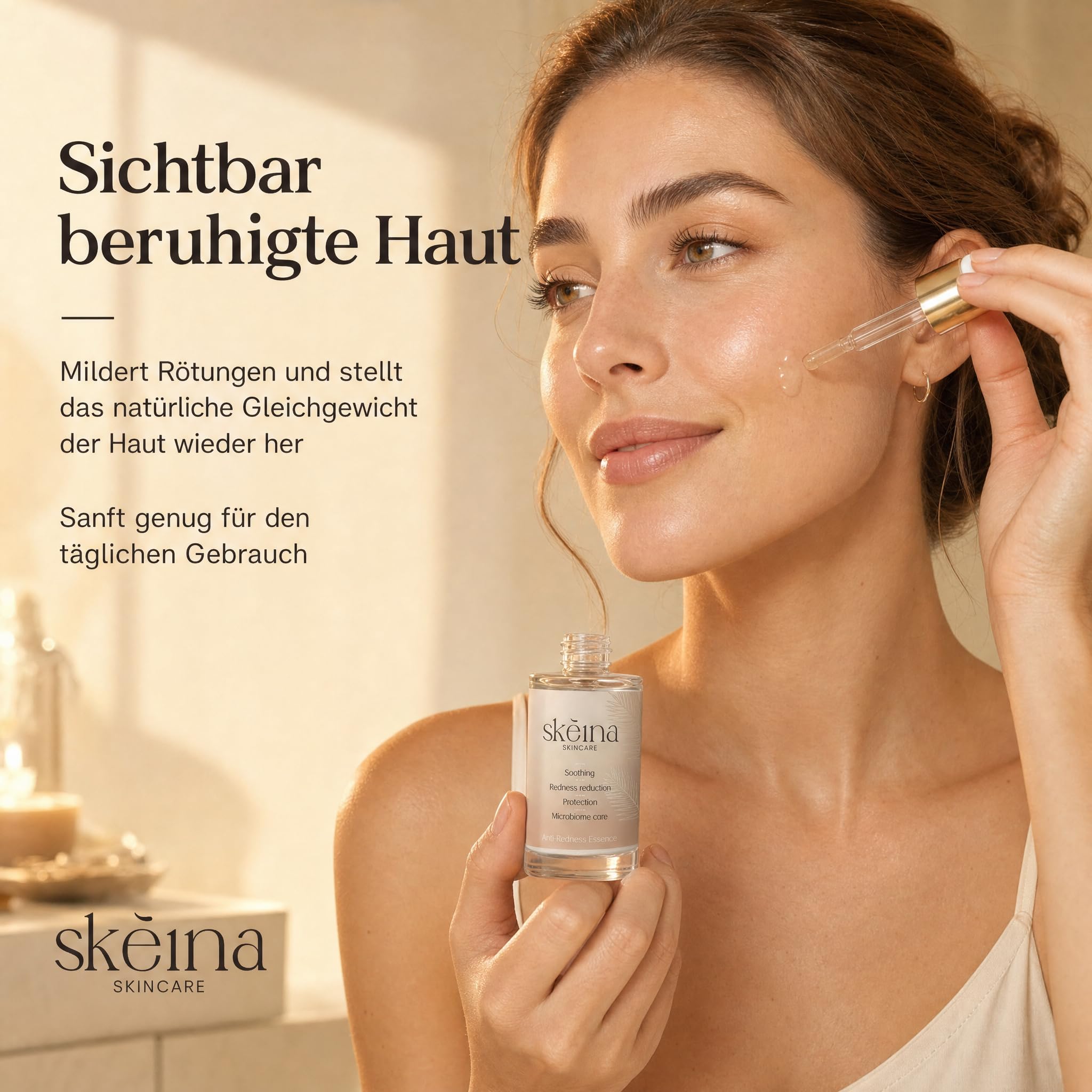 Anti Redness Essence Gesichtsserum gegen Rötungen, Niacinamid und Madecassoside, beruhigendes Hyaluron Serum hochdosiert für empfindliche Haut, parfümfrei, hypoallergen