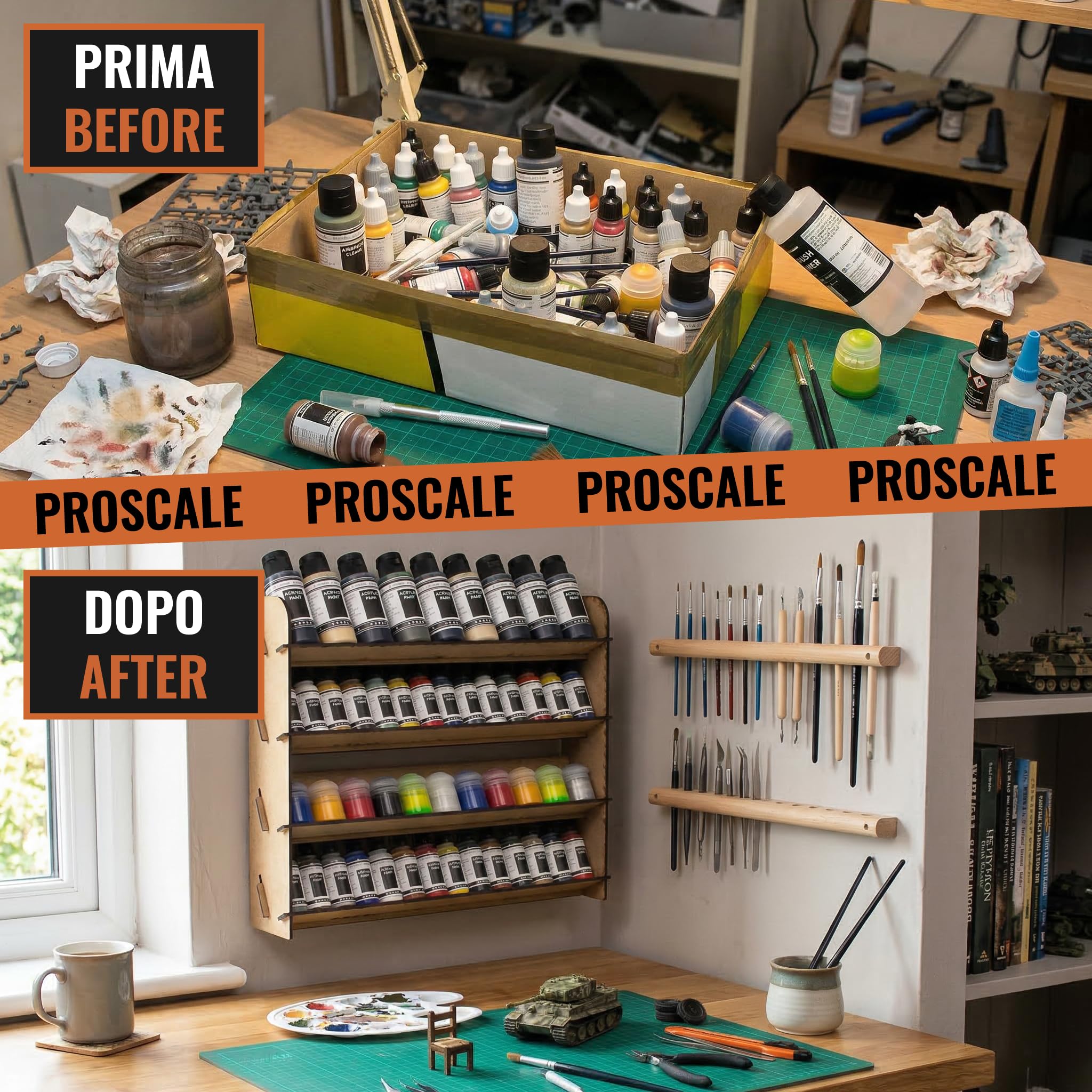 PROSCALE Porta colori acrilici per modellismo Organizer Espositore Universal