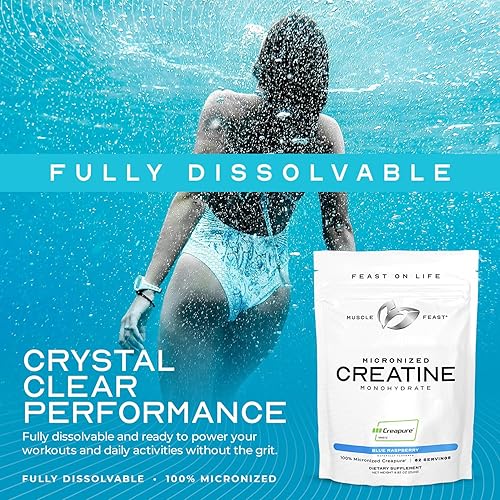 Miniatura 8 de Muscle Feast Creapure - Monohidrato de creatina micronizada en polvo  Premium pre-entrenamiento o después del entrenamiento  Creatina para mujeres y