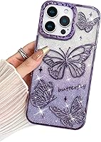 Vista 49 de BITOBE Diseñada para iPhone 16 Pro Max, Bonita Funda de Mariposa 3D Delgada con Chapado Brillante Reluciente de Lujo para Mujeres y Niñas Protectora