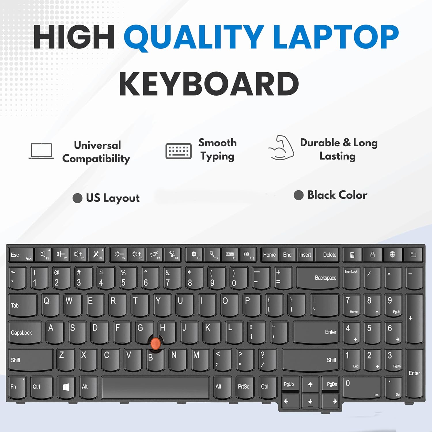 Replacement Keyboard for ThinkPad T550 T540 T540p W540 W541 W550s L540 T560 L560 L570, US Layout Non-Backlit Keyboard with Trackpoint for ThinkPad T Series