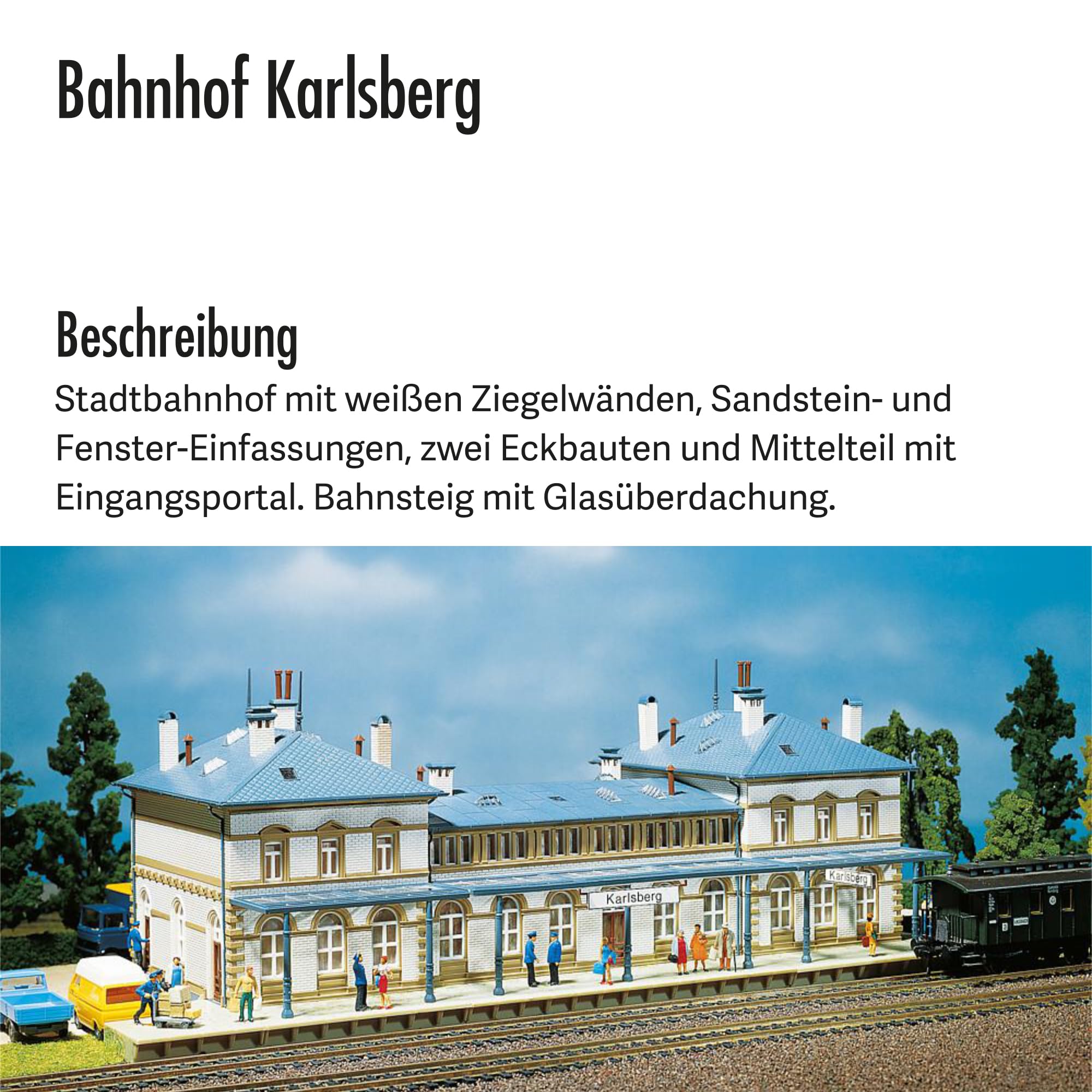 FALLER Bahnhof Karlsberg Modellbausatz mit 363 Einzelteilen 295 x 129 x 80 mm I Modelleisenbahn Zubehör N Gebäude I Modelleisenbahn N Stadtbahnhof, Grau und Creme