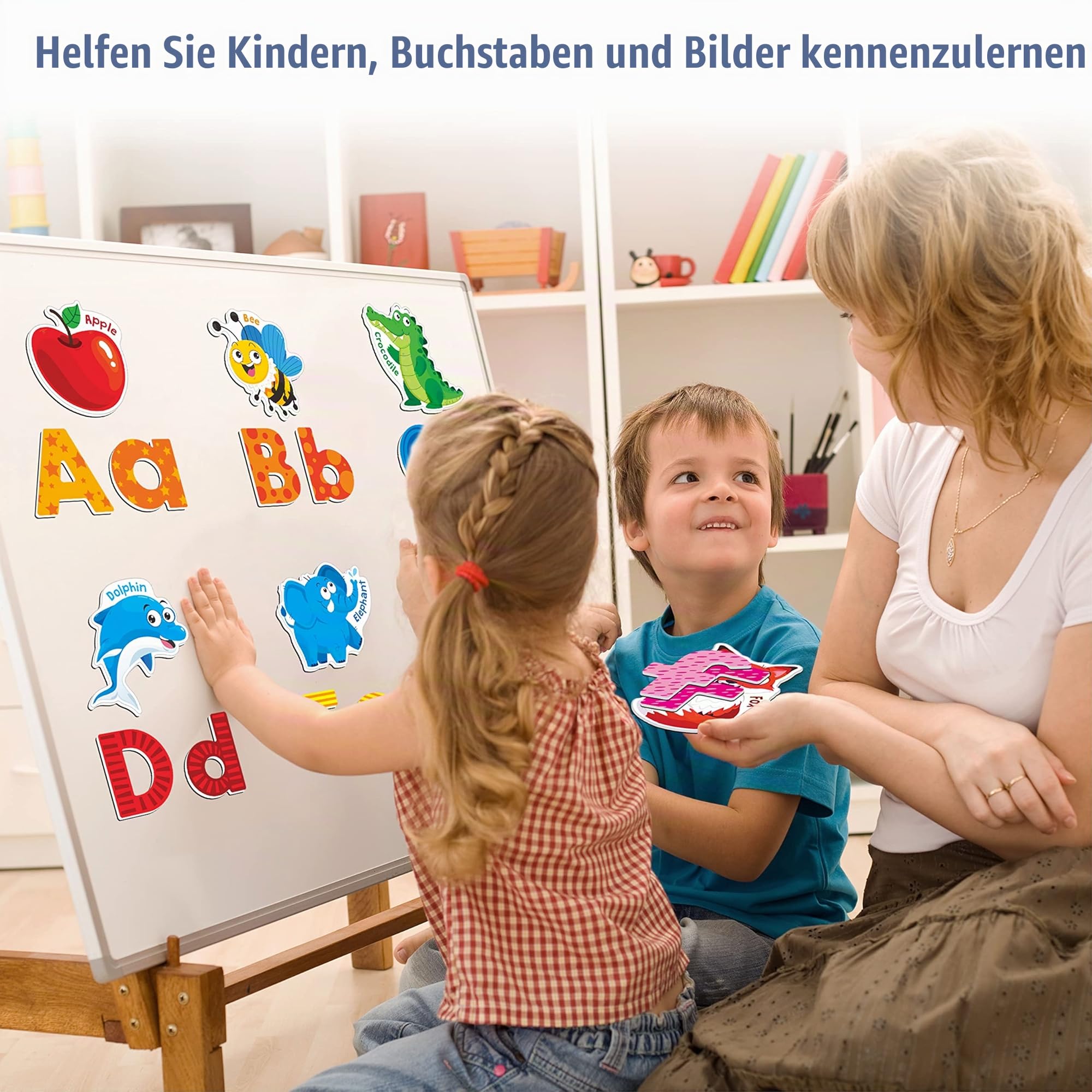 78 magnetisches Alphabet, 26 Großbuchstaben, 26 Kleinbuchstaben und 26 Objektmuster, entzückendes Tieralphabet ABC-Kühlschrankmagnete Lernspielzeug für Kleinkinder im Alter von 3 4 5 Jahren