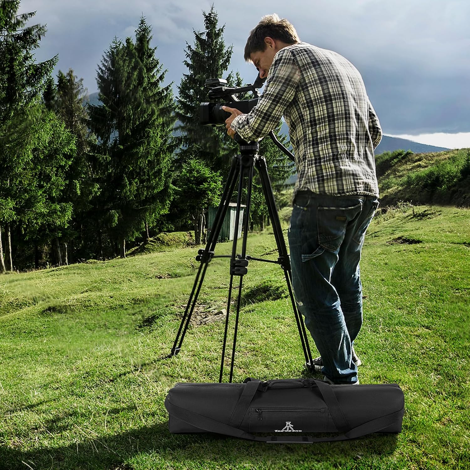 TORIBIO Tripod Carrying Case, 31x5.5x5.5in Heavy Duty Tripod Bag with Shoulder Straps and Handles, Multifunctional Monopod Case for Music Stand, Lights, Speakers, Cameras, Booms, Microphone Stands