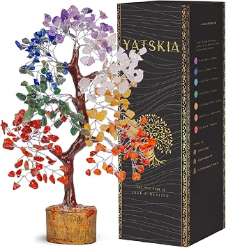 YATSKIA 7 Chakra Tree of Life - Crystal Tree for Positive Energy, Feng Shui Home Decor, Wire Bonsai, Crystal Decor - Spiritual Gift, Meditation