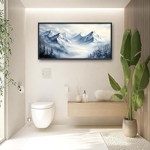 Miniatura 7 de Arte de pared grande con marco de montaña de nieve, decoración de pared para sala de estar, imágenes de montañas, lienzo de gran tamaño, pintura