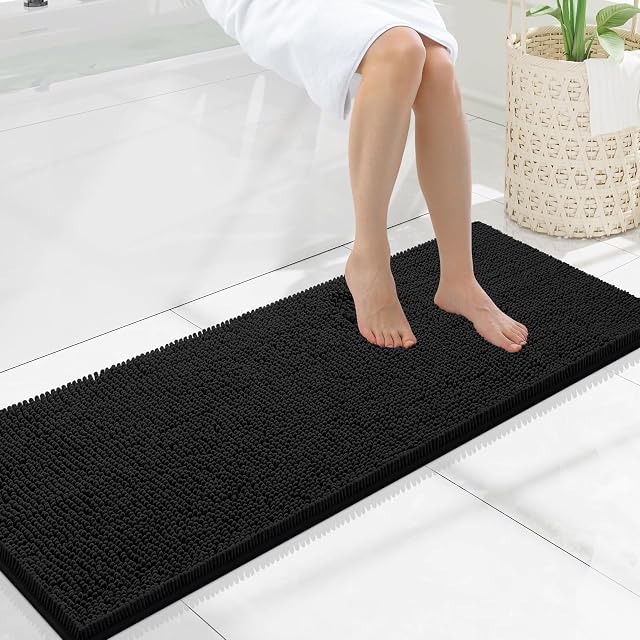 Smiry Smiry Bathroom Rugs 47X17, Luxury Chenille Extra Soft Absorbent Bath Mat