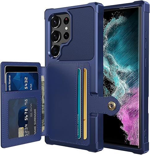 Funda para Samsung Galaxy S23 Ultra con tarjetero, compatible con soporte magnético para automóvil, resistente a los golpes, resistente, suave, TPU