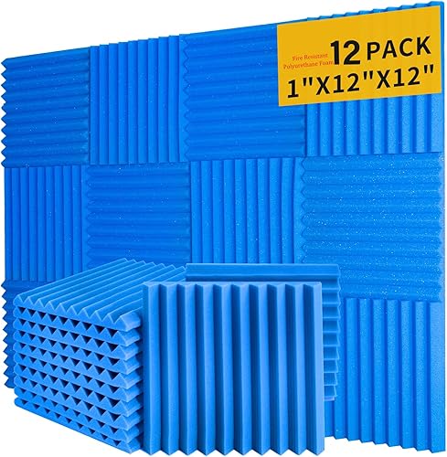 Miniatura 16 de Paneles de espuma acústica, paquete de 48 paneles de 1 x 12 x 12 pulgadas, paneles de insonorización rojos para pared, absorción de ruido y
