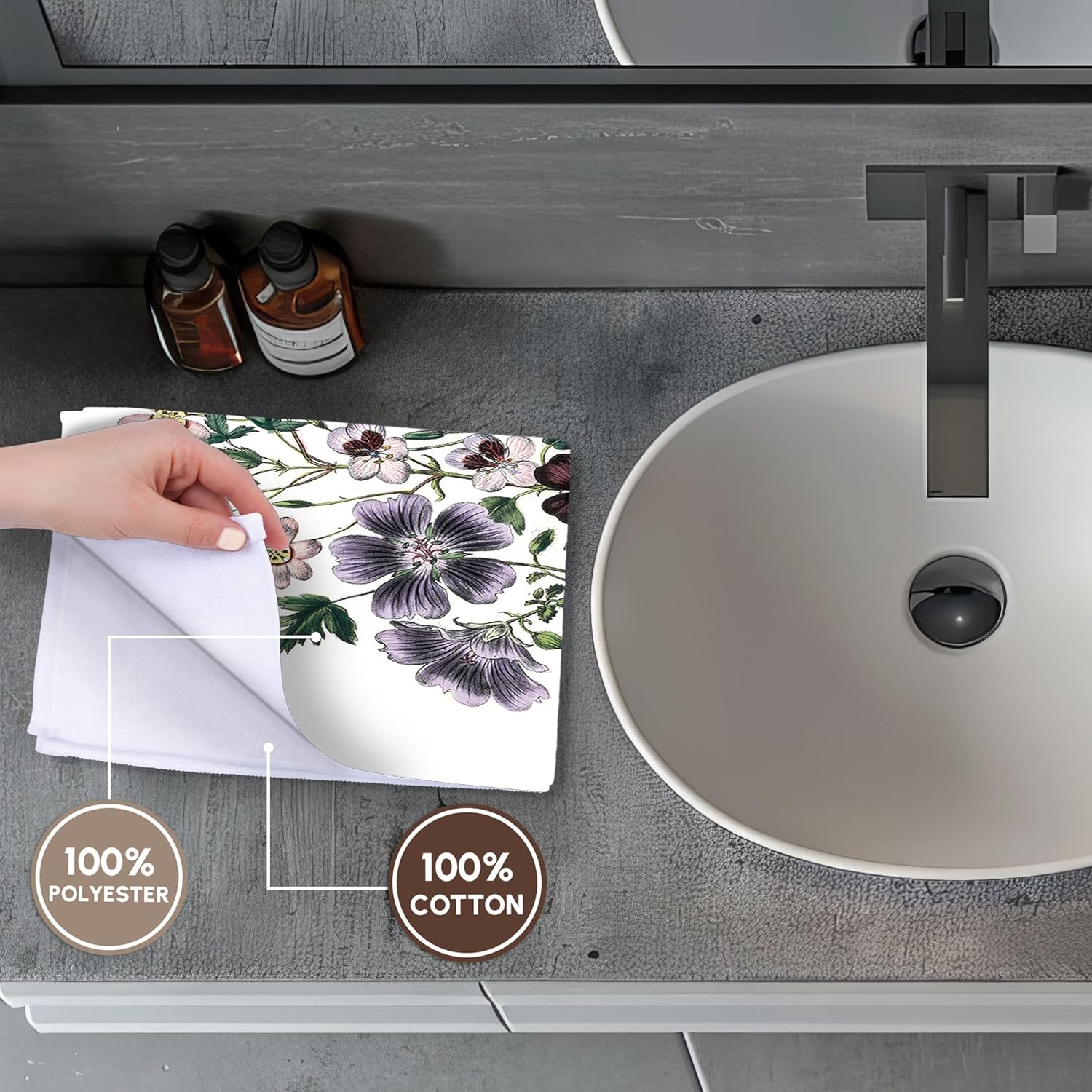 3dRose Geranium, Erodium Flowers in White, Pink and Lavender 22x30 Bath Hand Pool Towel