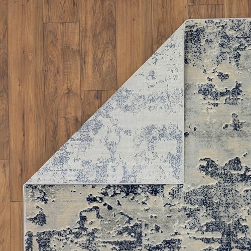 Miniatura 8 de LUXE WEAVERS Alfombra abstracta azul 5x7, alfombra de efecto alto y bajo envejecido