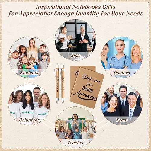 Miniatura 4 de Ctosree 48 piezas de regalos de regreso a clases, bloc de notas de agradecimiento universitario con bolígrafo de bambú, bloc de notas motivacional,