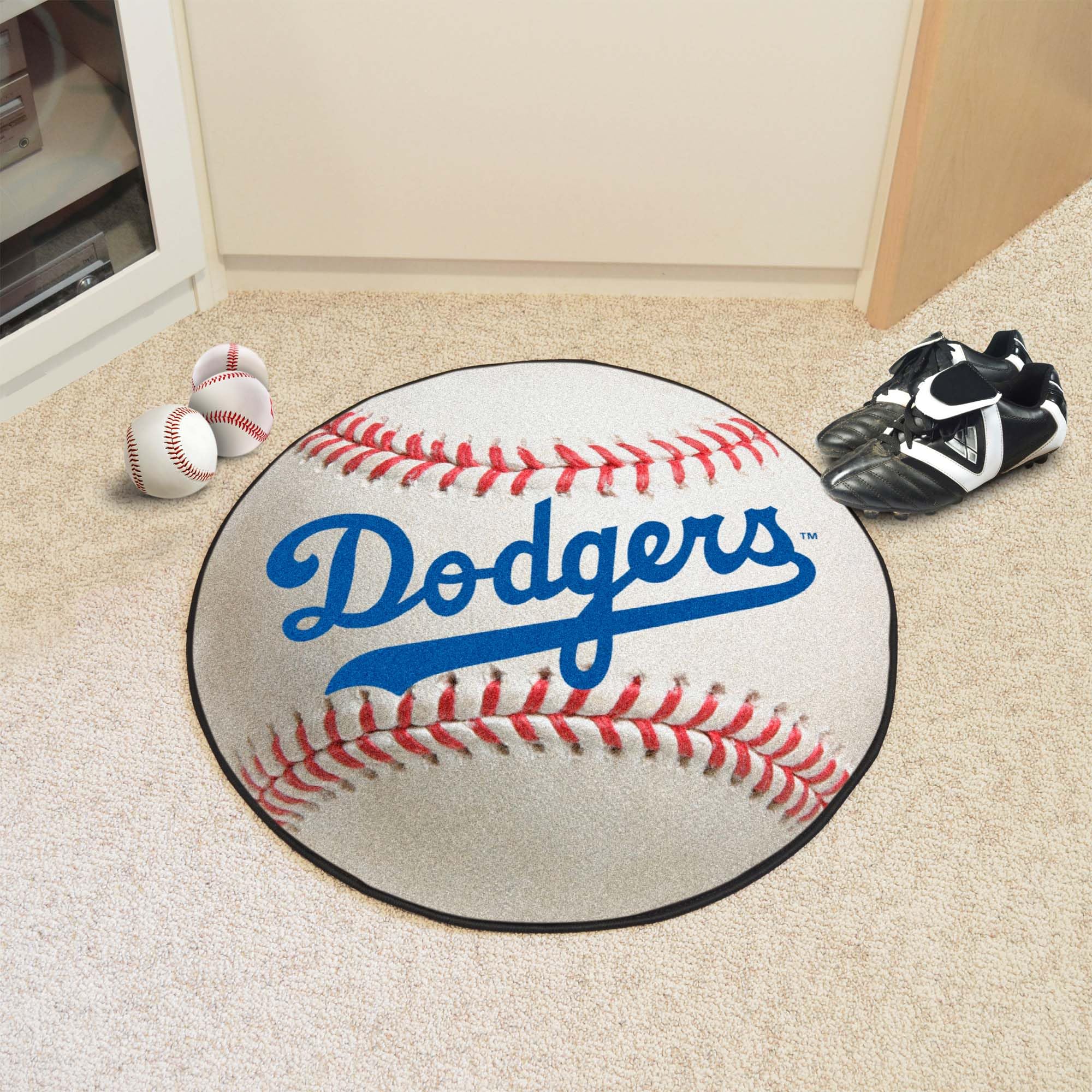 FANMATS 1878 Brooklyn Dodgers Baseball Shaped Accent Rug - 27in. Diameter - Retro Collection, 1949 Brooklyn Dodgers