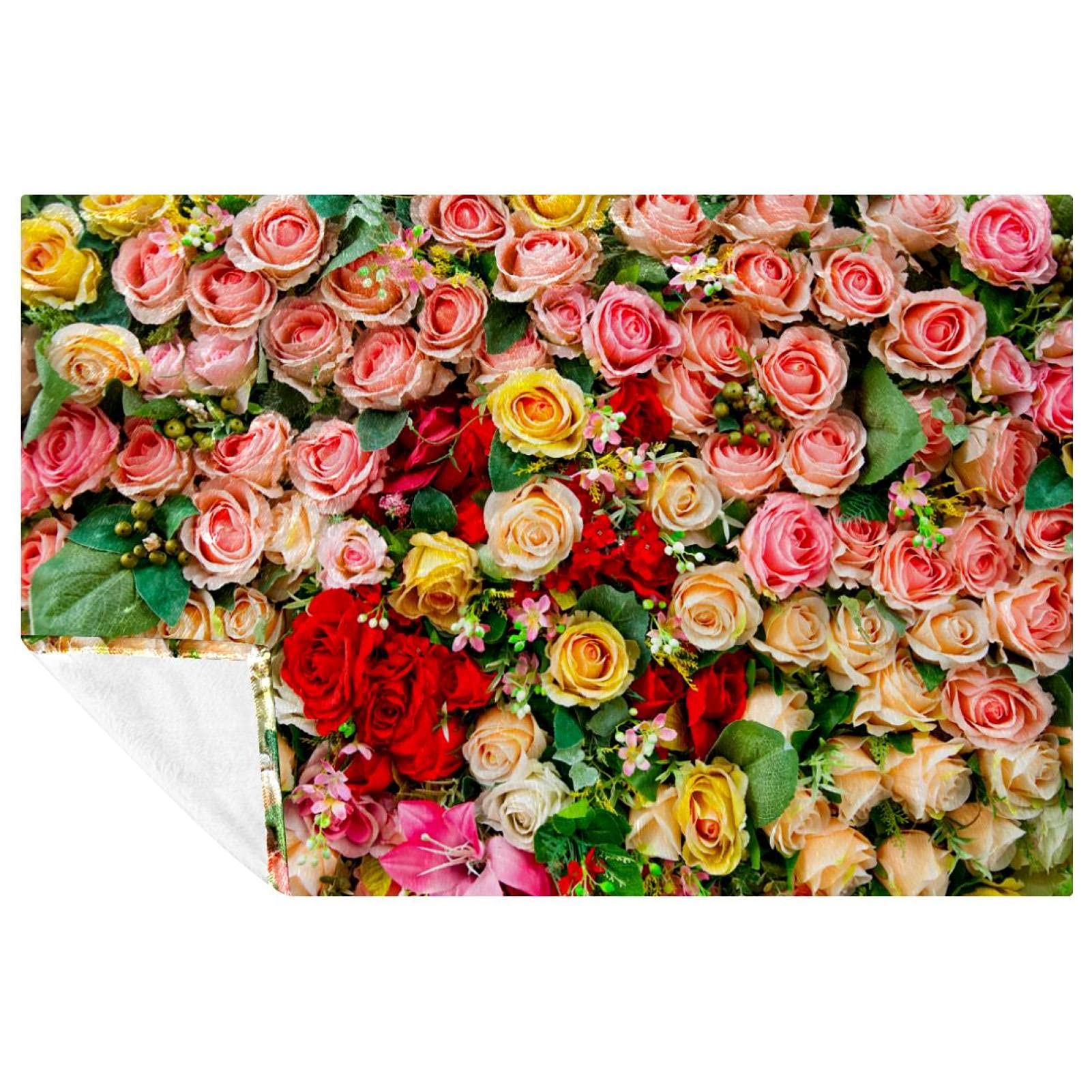 Couverture douce et chaude imprimé floral pour lit et canapé | Plaid romantique de 150x100 cm