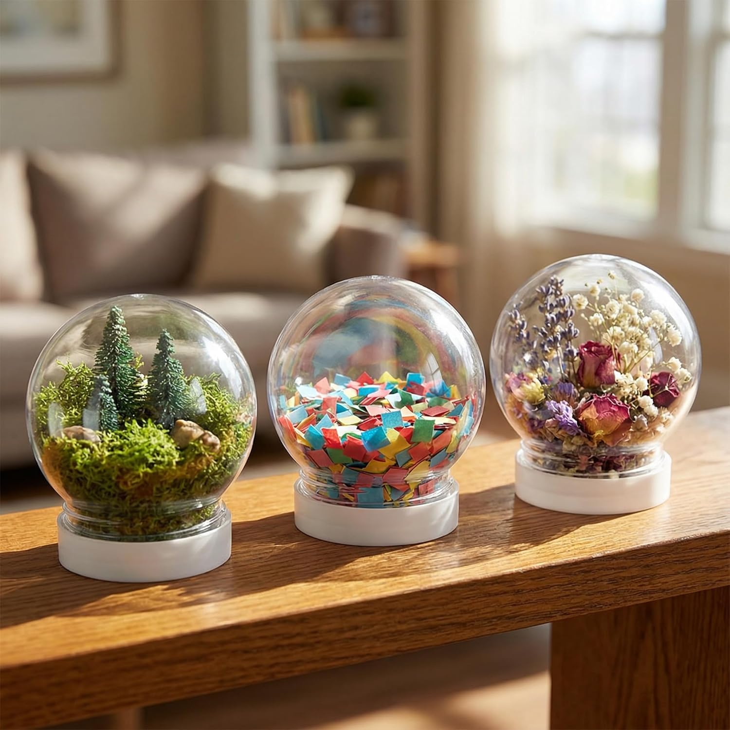 36 Pcs DIY Snow Globe Kit, Clear Plastic Water Globes for Bulk Cap Crafts Valentine Winter Holiday, Empty Decoration Christmas Home Party Supplies Kids, Adults