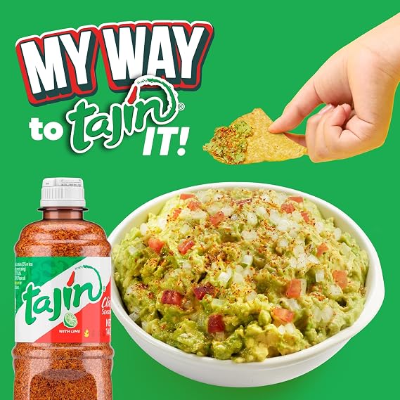 Tajin Clasico Seasoning 14 oz and Tajin Fruity Chamoy Sauce 15.38 oz, Mexican Chile Lime Seasoning and Fruity Sauce for Snacks, Fruit Cups, and Drinks (Pack of 2)