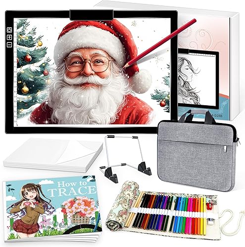 Caja de luz de rastreo, almohadilla de rastreo iluminada, 6 niveles de brillo, tablero de luz recargable para trazar con clip integrado y 57 piezas