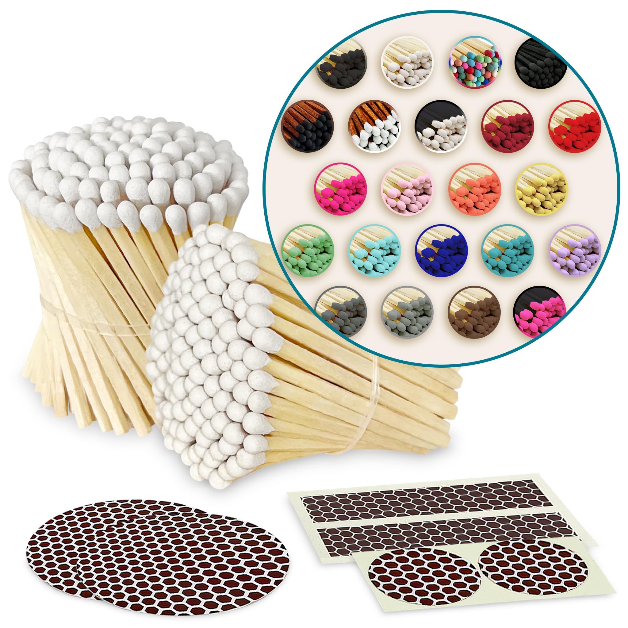 Thankful Greetings 2" Choose Your Colors Safety Matches | Set of 200+ Bulk Artisan Matchsticks with Striker Stickers Select 2 Colors - 100+ of Each |