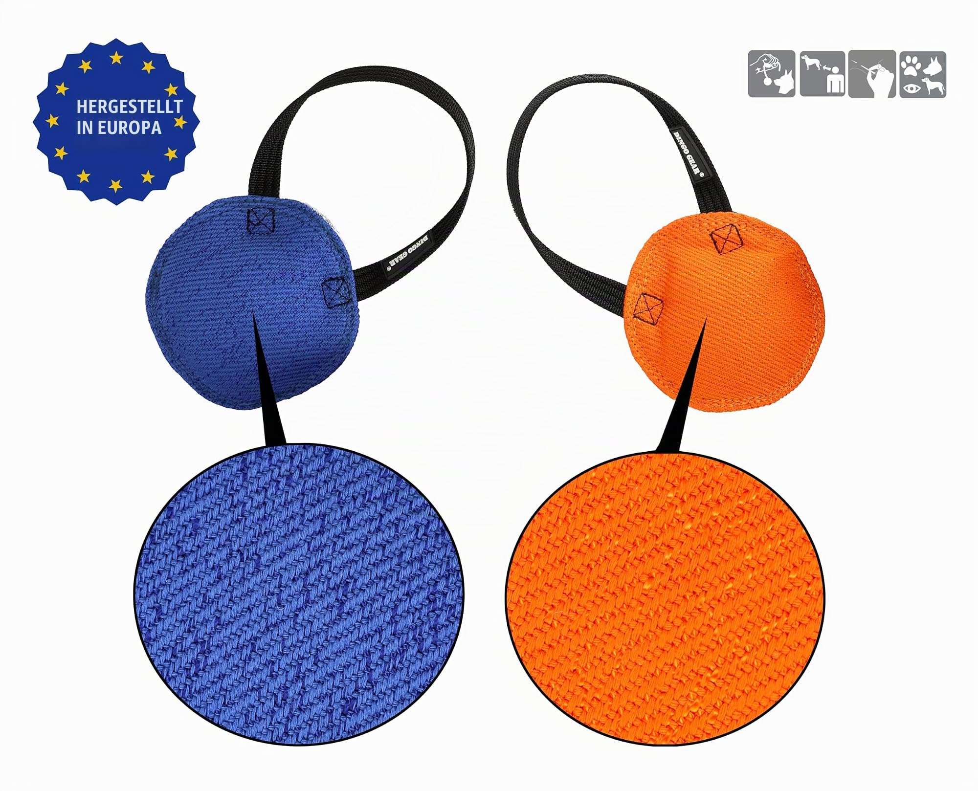 Dingo Gear Beißwurst 'Berta' mit 1 Griff, Orange, 14cm, 3cm Dicke | Nylcott-Material, IGP IPO Obedience, Schutzhund Hundesport, S00092