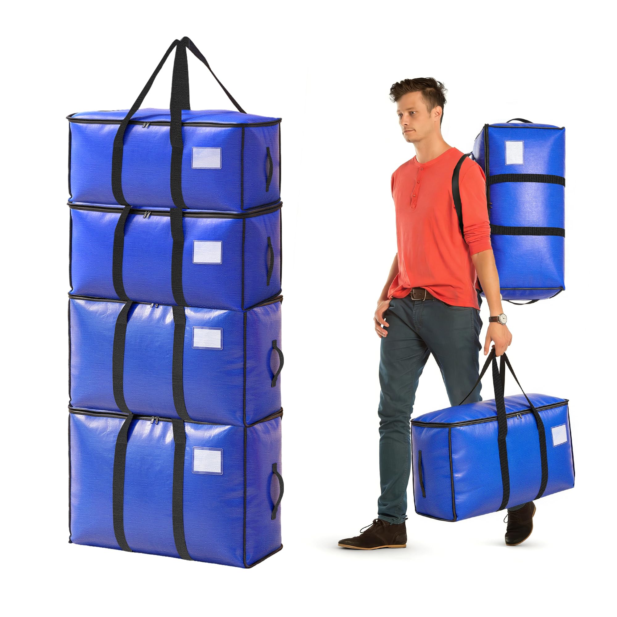 4pcs Große Aufbewahrungstasche 72L-95L Heavy-Duty Umzugstaschen Faltbare Umzugskartons mit Reißverschluss Griff,Organizer Moving Bags für Umzug,Storage Bag für Bettdecken Kleidung Bettwäsche