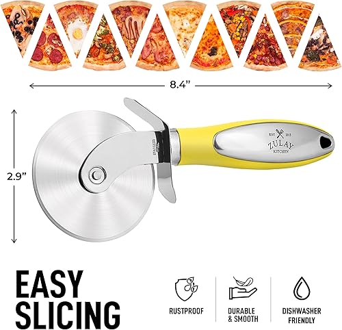 Miniatura 5 de Zulay Kitchen Rueda grande para cortar pizza, cortador de pizza de acero inoxidable de alta calidad, rueda de pizza fácil de limpiar y cortar, mango