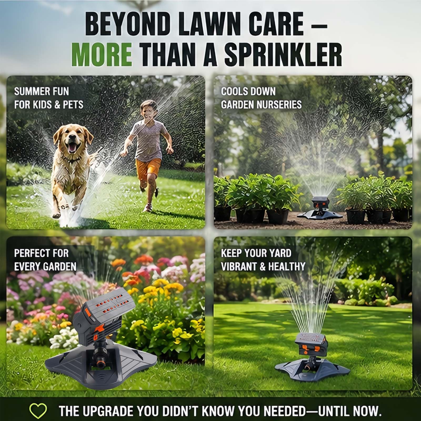 2026 Verbesserter oszillierender Sprinkler mit 16 Düsen, automatischer Schwung, verstellbarer Rasensprenger, Turbo-Nebelsystem, breite Abdeckung für Garten und Hof (2A)