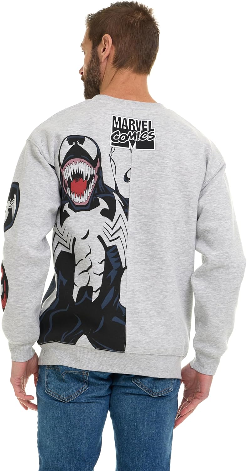 Marvel Spider-Man Venom Split Fleece Crewneck Men's Sweatshirt with Embroidery