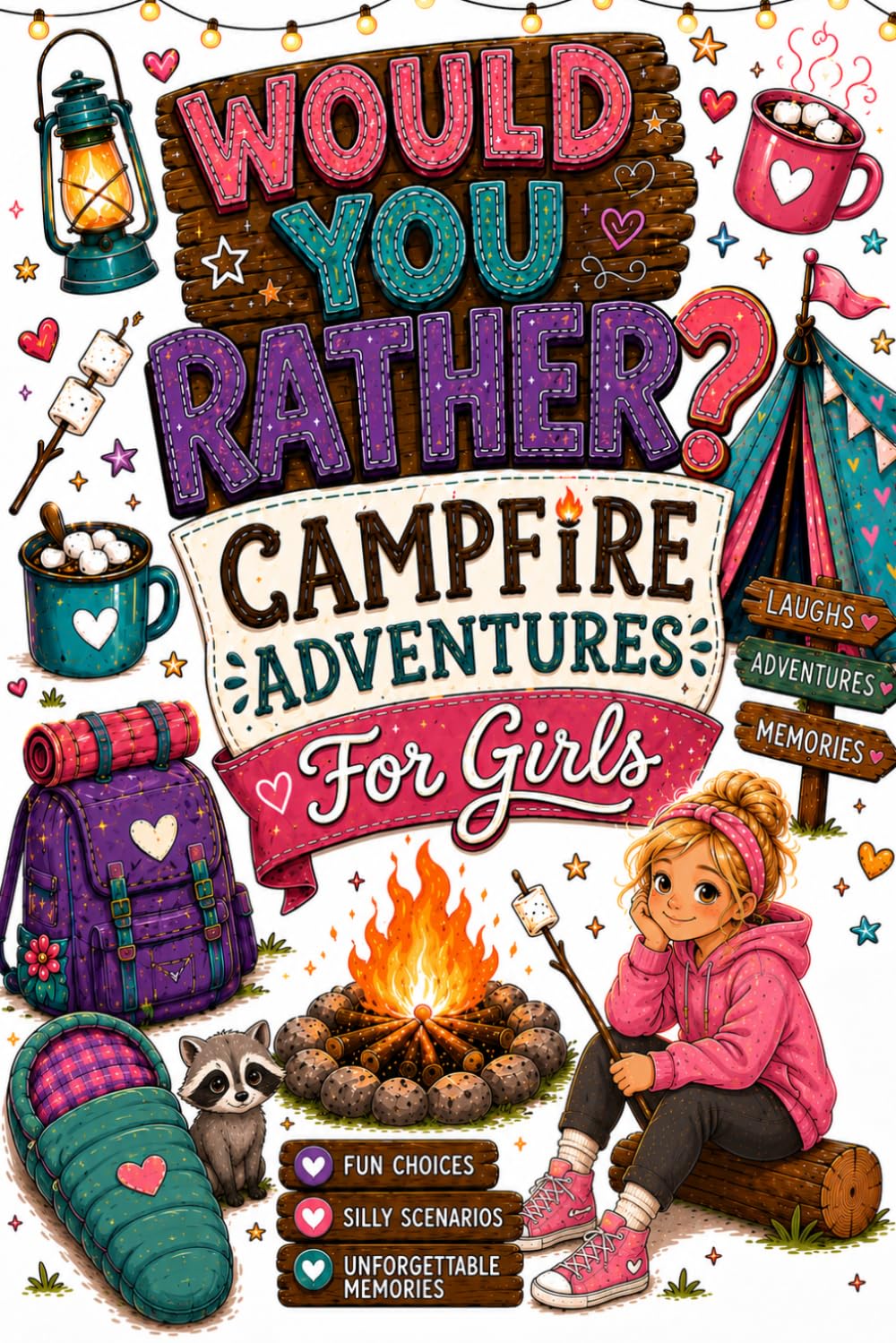 Would You Rather? Campfire Adventures For Girls: 300 Hilarious, Wild and Silly Camping Questions for Kids and Teens