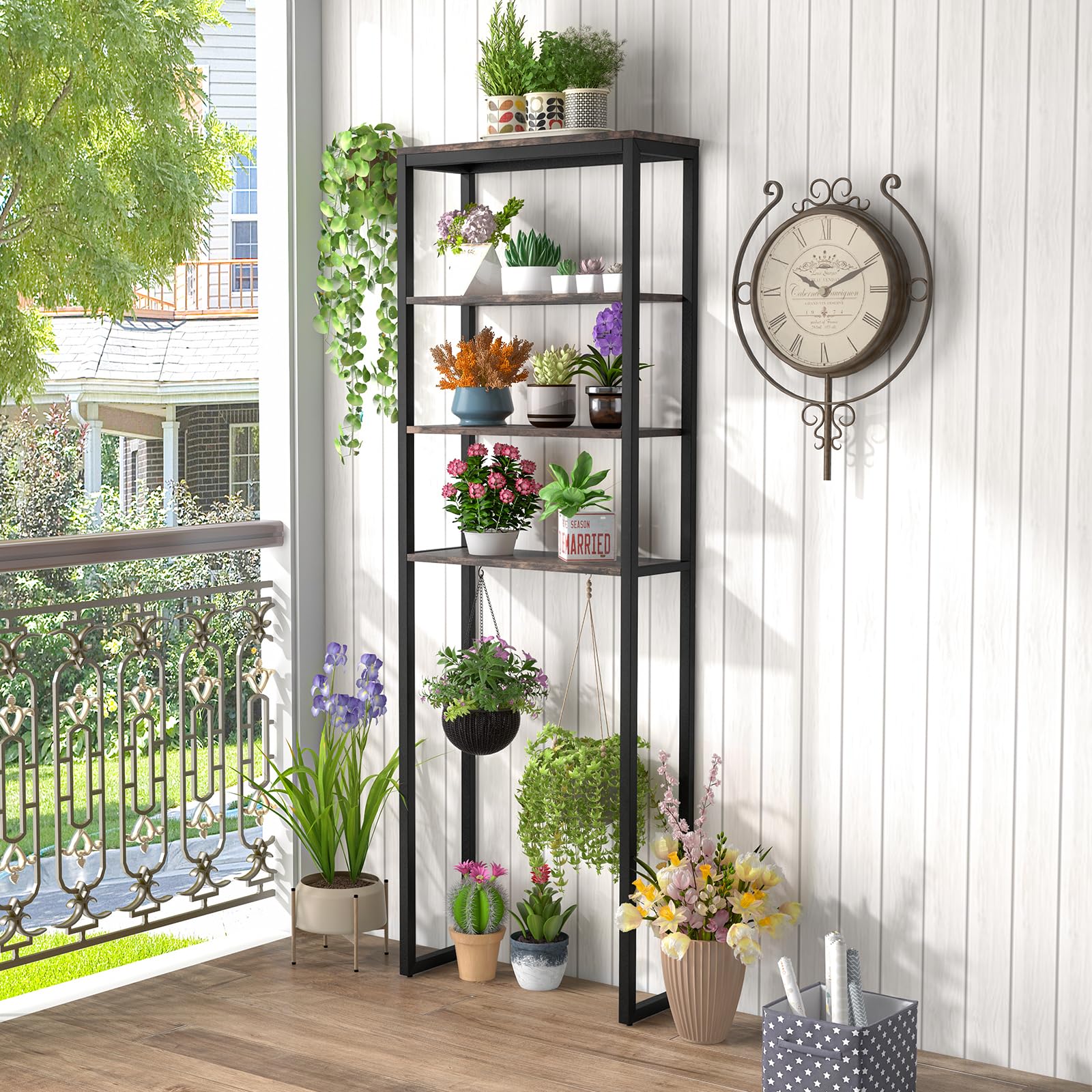 GIANTEX Estantería sobre el Inodoro con 4 Estantes Abiertos, 60 x 24 x 177 cm, Estantería de Almacenamiento Alto para Ahorrar Espacio, Mueble Organizador para Baño, Lavandero