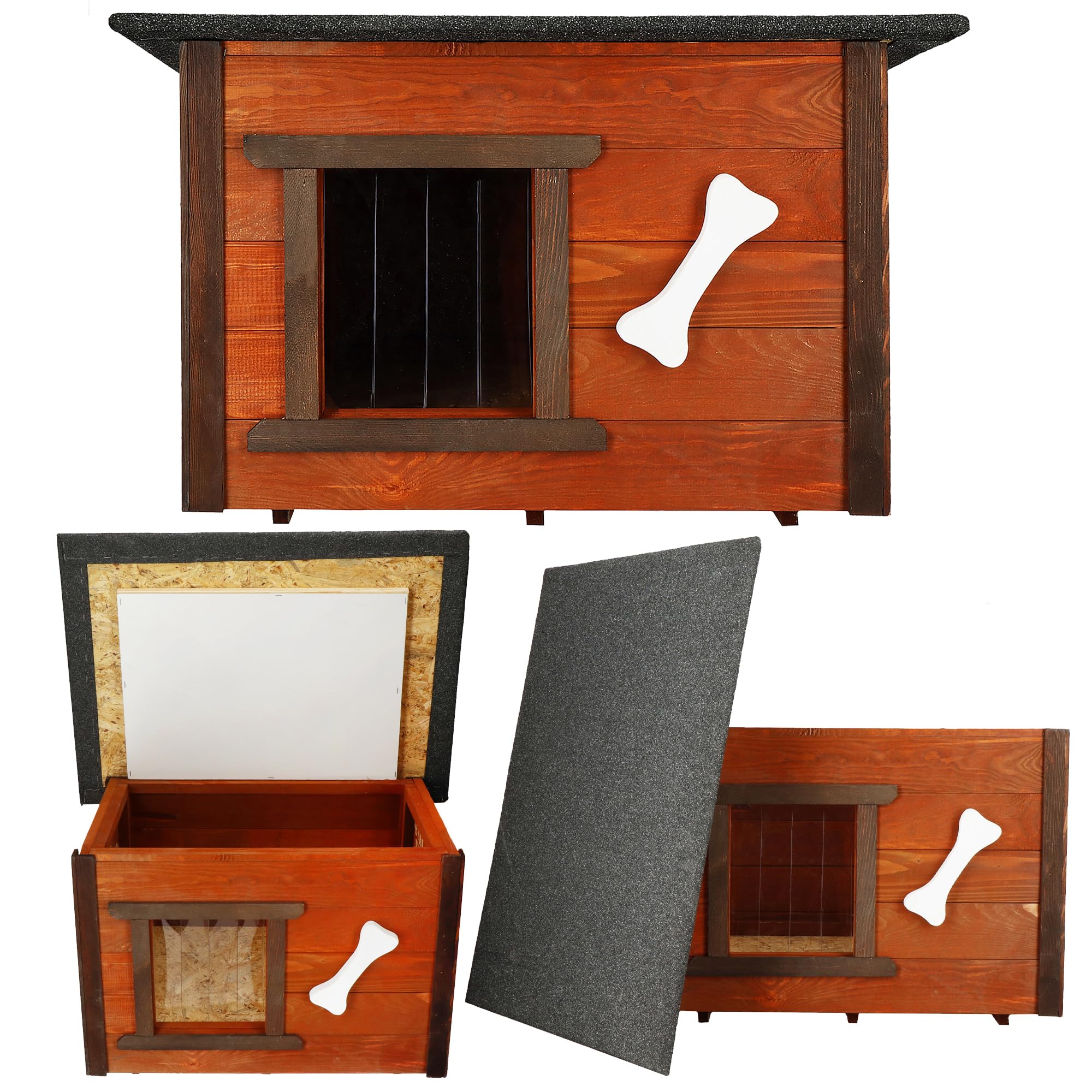 SPRINGOS Casa de madera para gatos, 66 x 51,5 x 51 cm