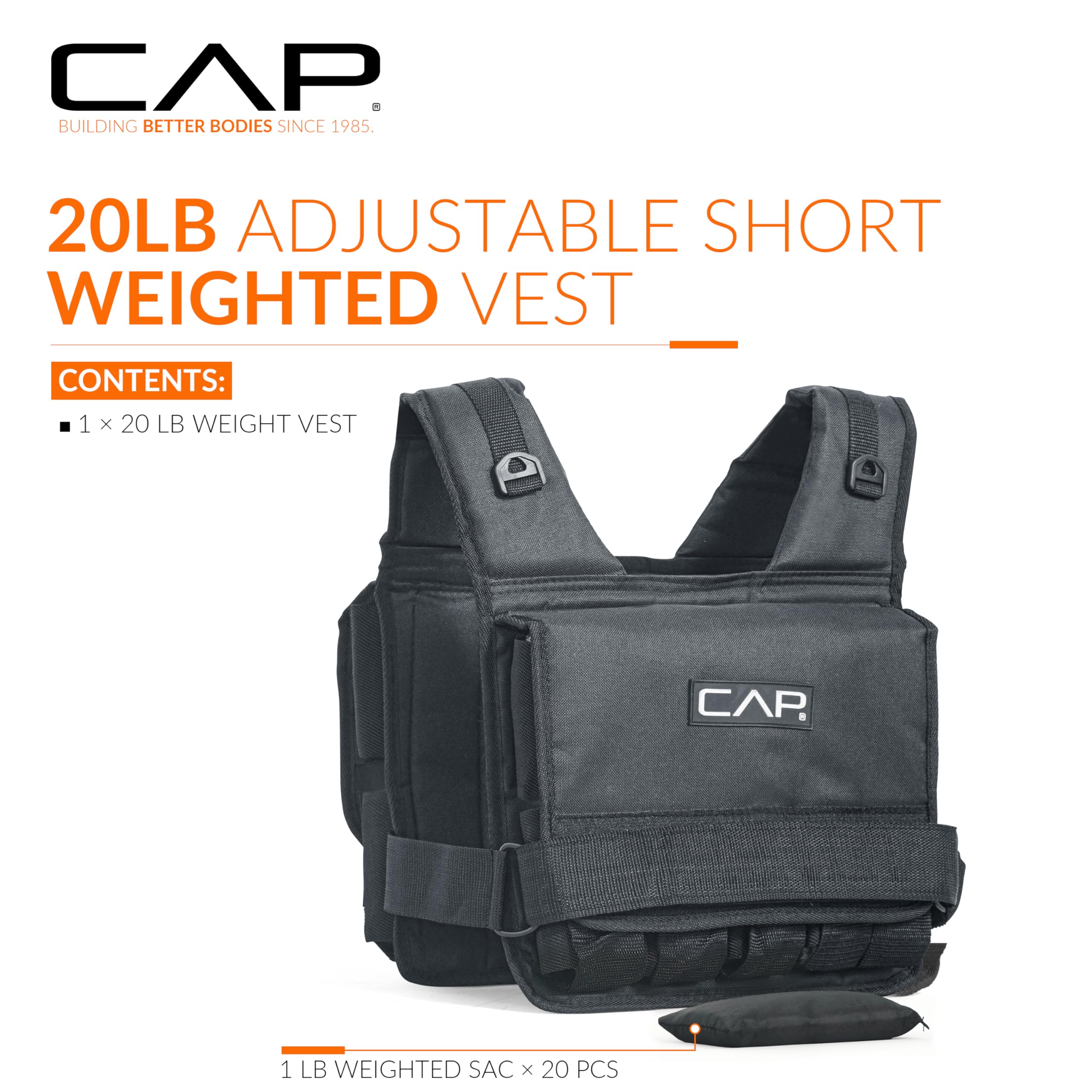 Amazon.com : CAP 20 LB Adjustable Weighted Vest – Full Body