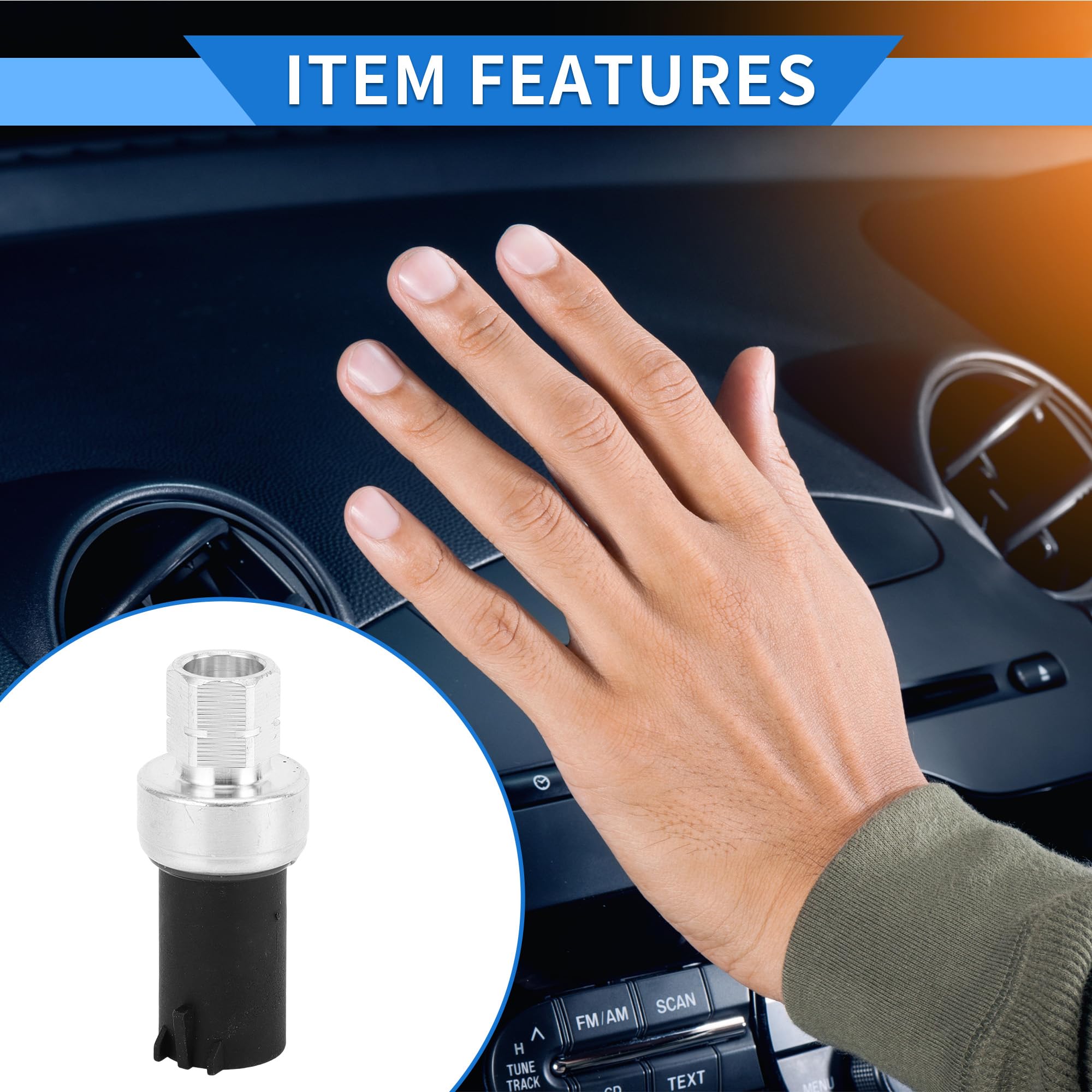Sensor De Presión Del Aire Acondicionado Para Ford Edge 07-10 | Material Metálico Y Plástico, Color Negro Plateado, Voltaje Dc 12V, Oe 6F9319D594Aa/6L2Z19D594Ba, Para Ford Escape 2008-2012