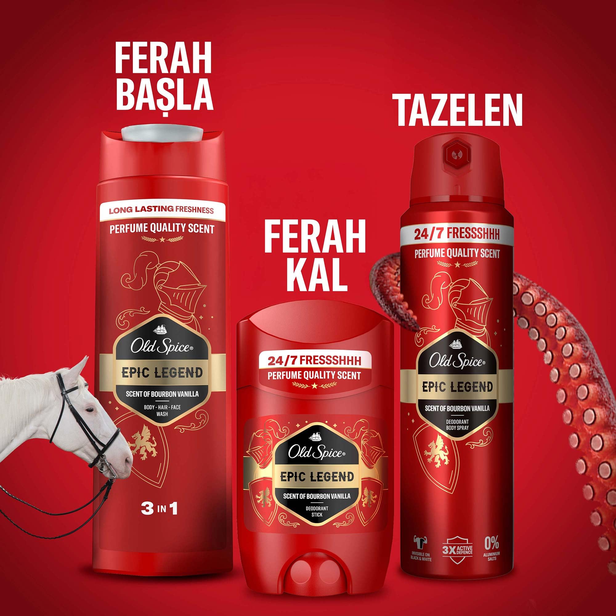 Old Spice Epic Legend Gel douche 3 en 1 pour homme 400 ml Pour cheveux, visage et corps, fraîcheur longue durée, parfum de qualité parfumée, formule nettoyante en profondeur