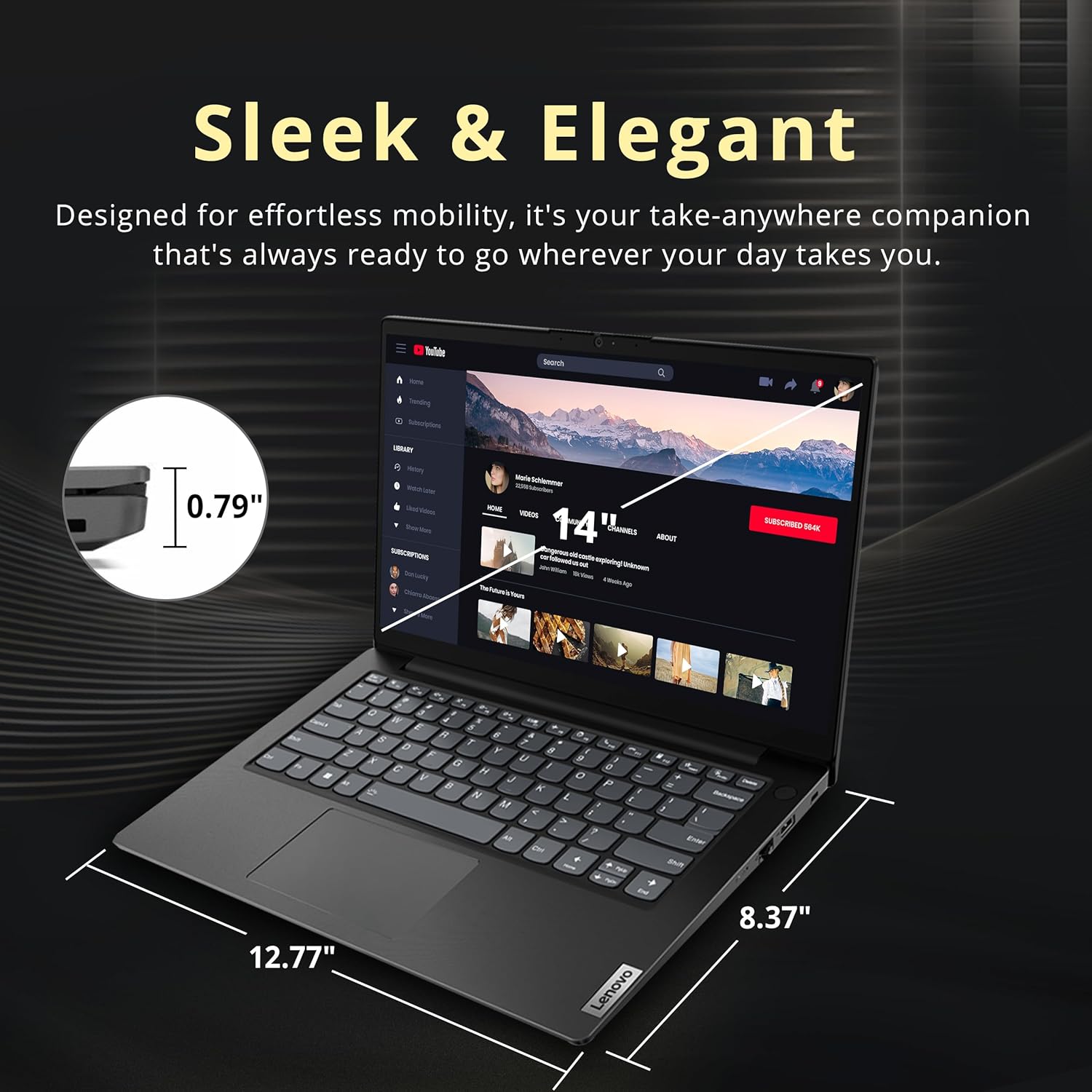 Lenovo laptop shown for scale