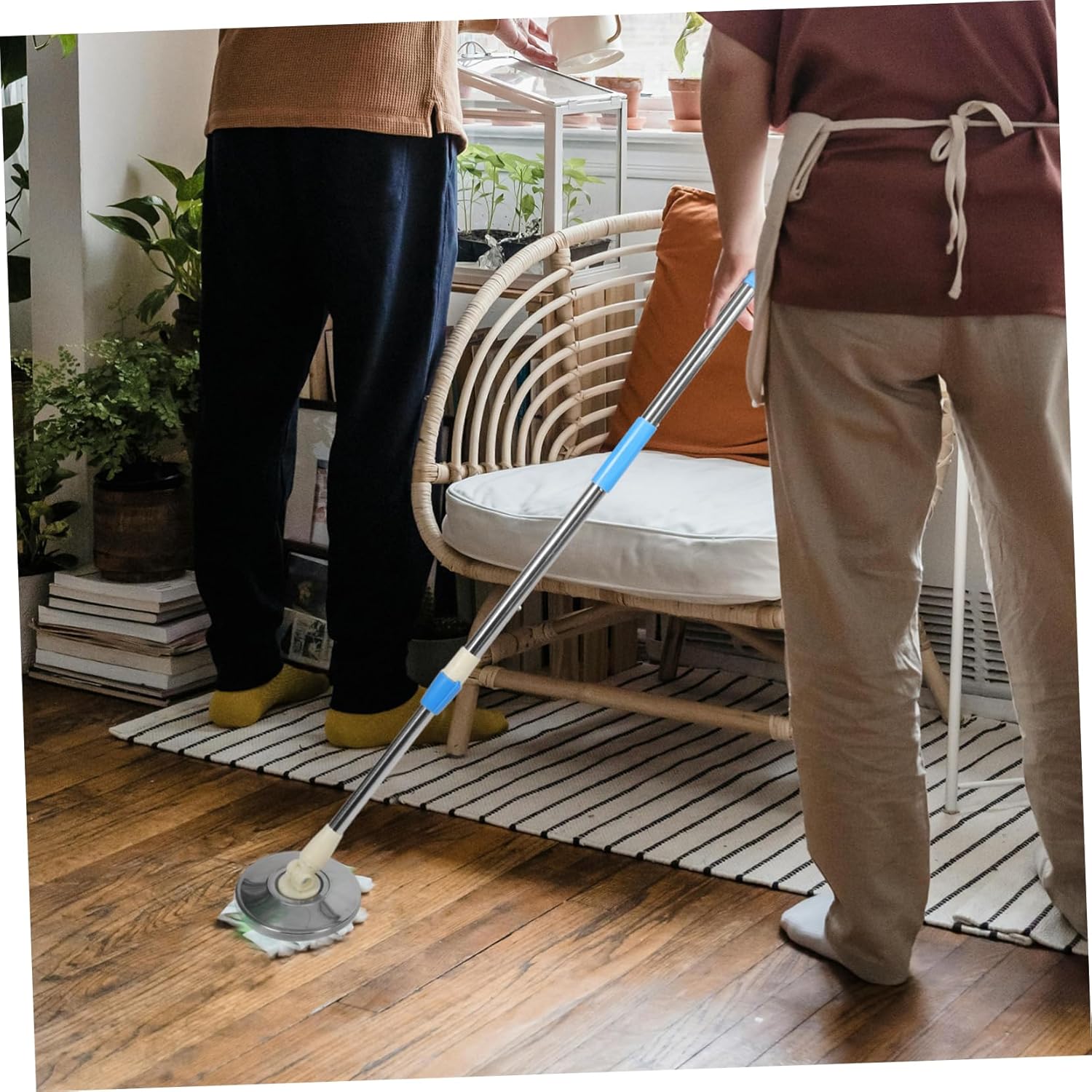 Healeved 2pcs Detachable Rotary Mop Pole Telescopic Design Mop Handle for Easy Floor Cleaning Reinforced and Explosion for Home Use
