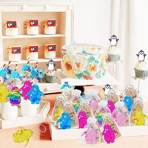 Miniatura 9 de CiciBear Juego de 60 llaveros de lentejuelas de sirena con 20 llaveros de cola de sirena, 20 etiquetas de agradecimiento y 20 bolsas para recuerdos