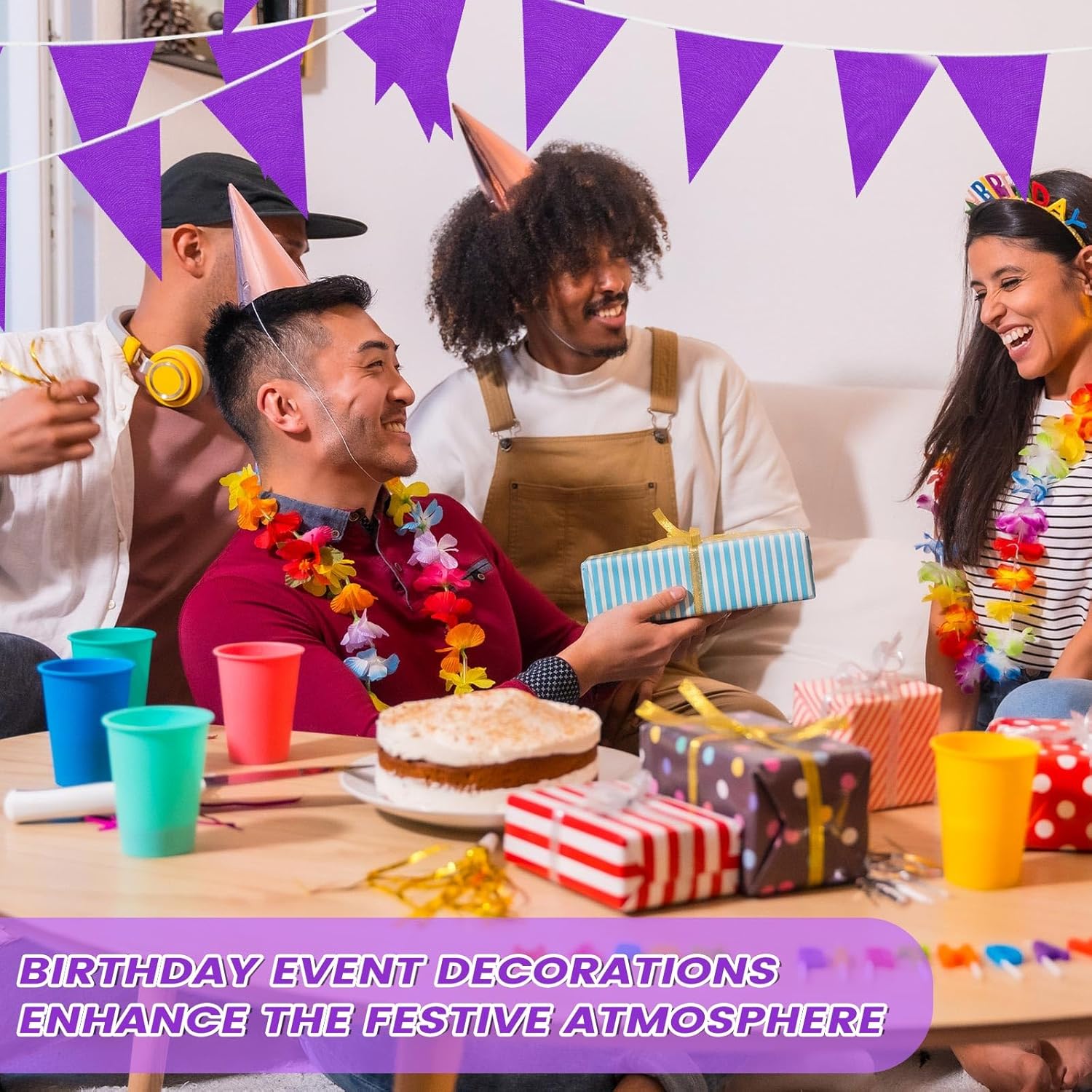 100 Feet Pennant Banners Flags 75 Solid String Triangle Flags for Grand Opening, Carnival Theme Birthday Party Decoration Outdoor Events Classroom Decoration(Purple) - Image 7