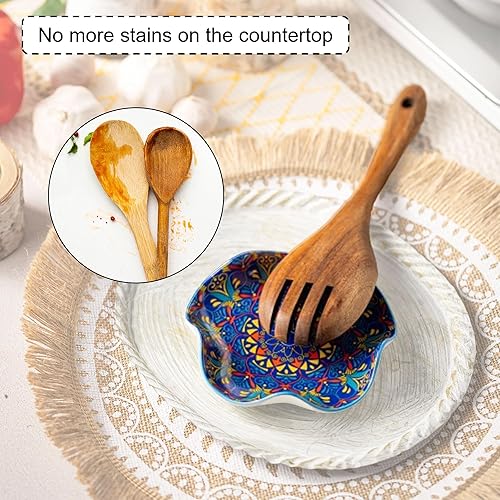 Miniatura 53 de Soporte para cuchara para estufa, soporte de cuchara a cuadros de 5.3 pulgadas, soporte para utensilios, soportes de cuchara de cerámica para barra