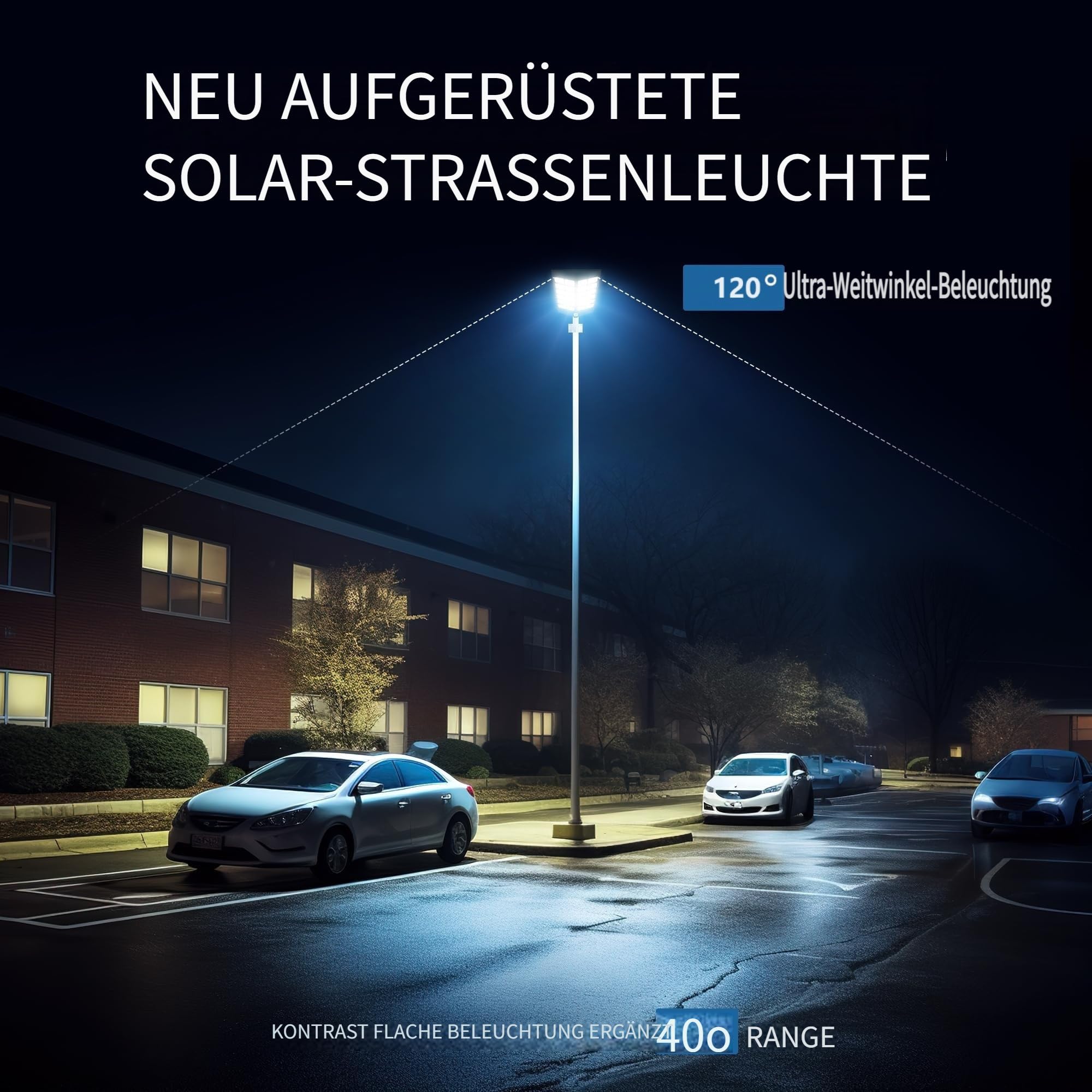 Solarlampen für außen mit Bewegungsmelder, 800W 80000LM IP65 Wasserdicht LED Solar Solarlampen, Dämmerungs- bis Morgengrauen für Terrasse, Parkplatz, Garten