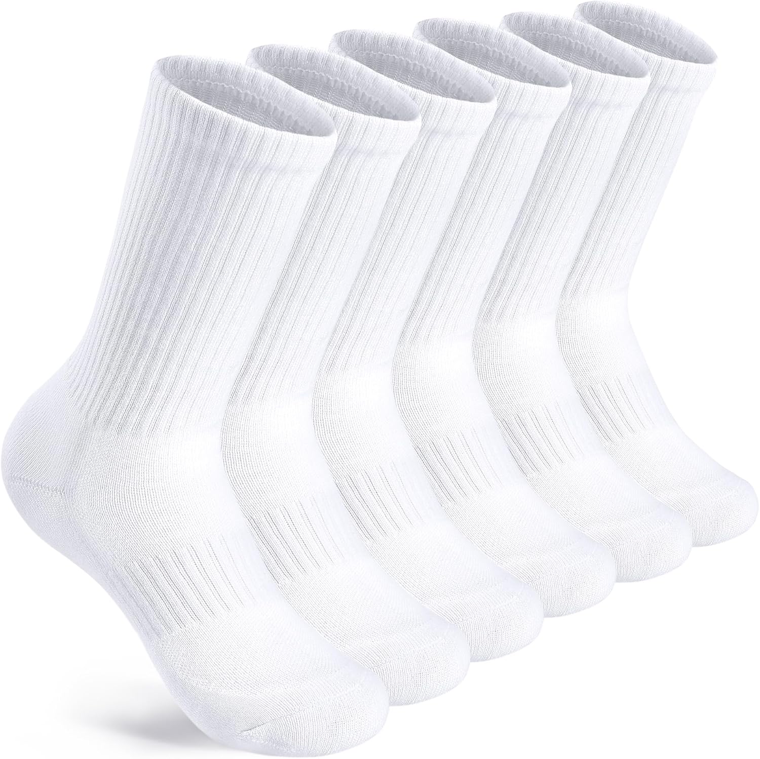 Somaibo Boys Girls Athletic Crew Socks for Kids 6 Pairs Cotton School Socks | Soft Breathable Unisex Basketball Sports Socks Casual Socks for Boys Girls Daily Wear
