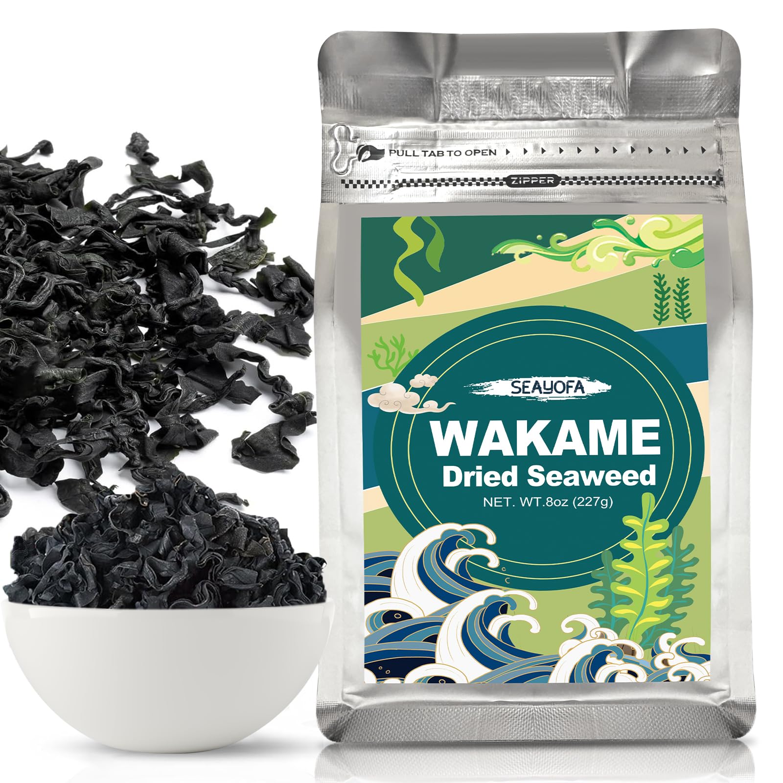 8oz (227g) Dried Wakame Seaweed – 100% Natural Sea Vegetable for Miso Soup, Seaweed Salad, Ramen, Stir-Fry, Camping Meals & Asian Cooking, Gluten-Free